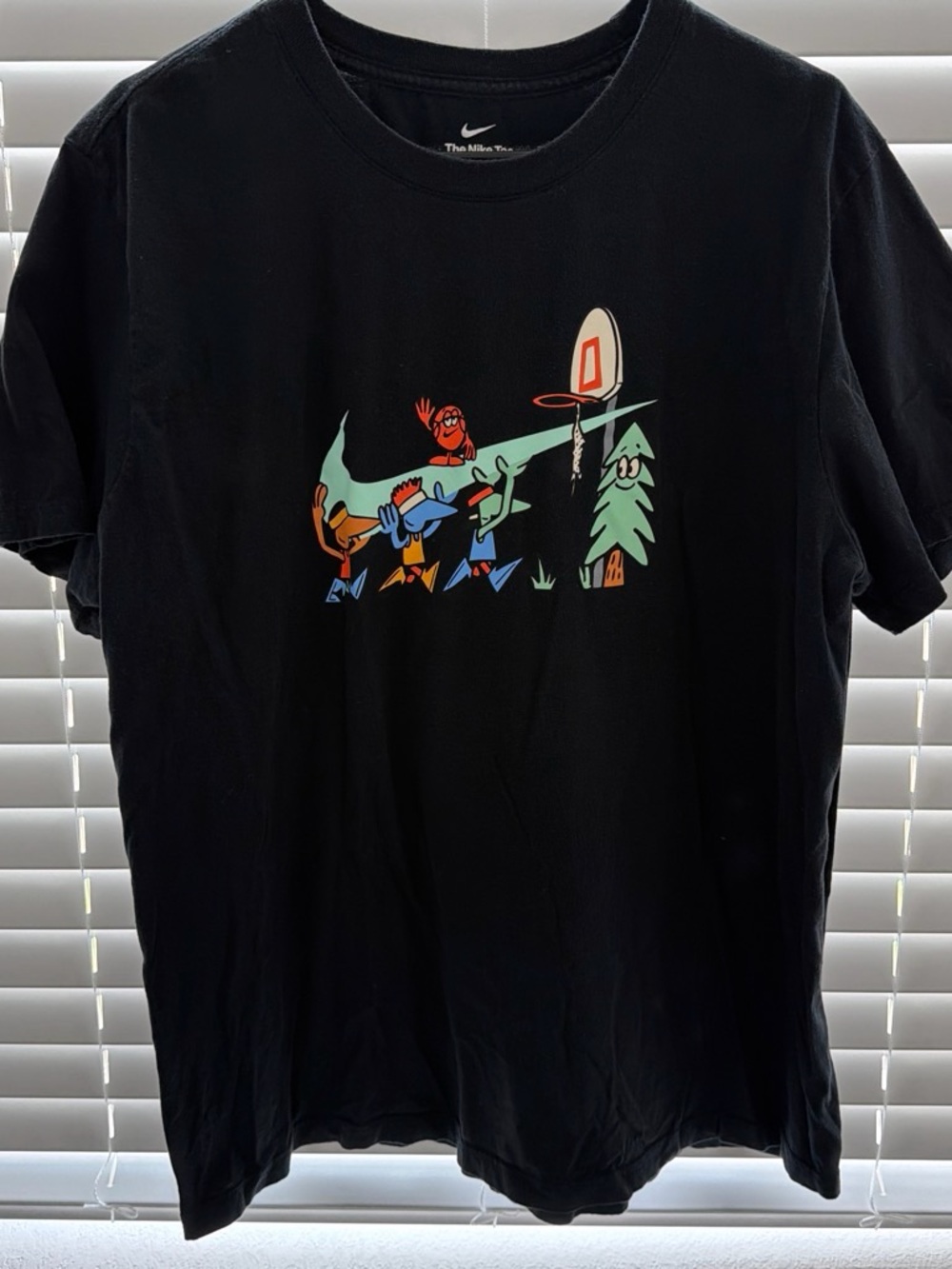 Nike Black Short Sleeve Tee with Colorful Cartoon Graphic